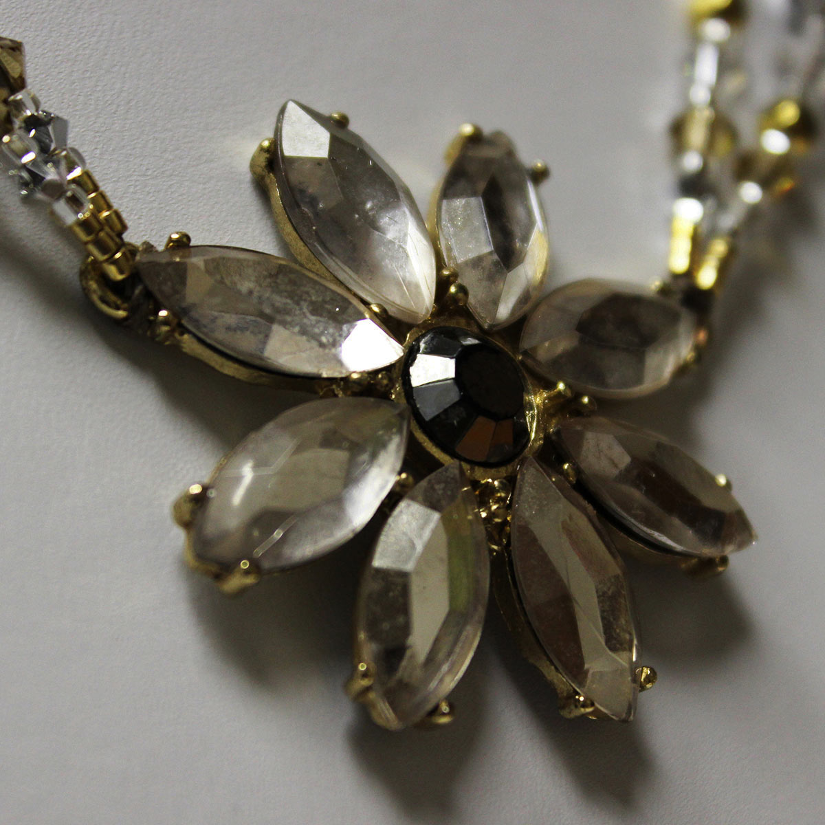 flower center bead, crystal center bead, crystal necklace, gold necklace