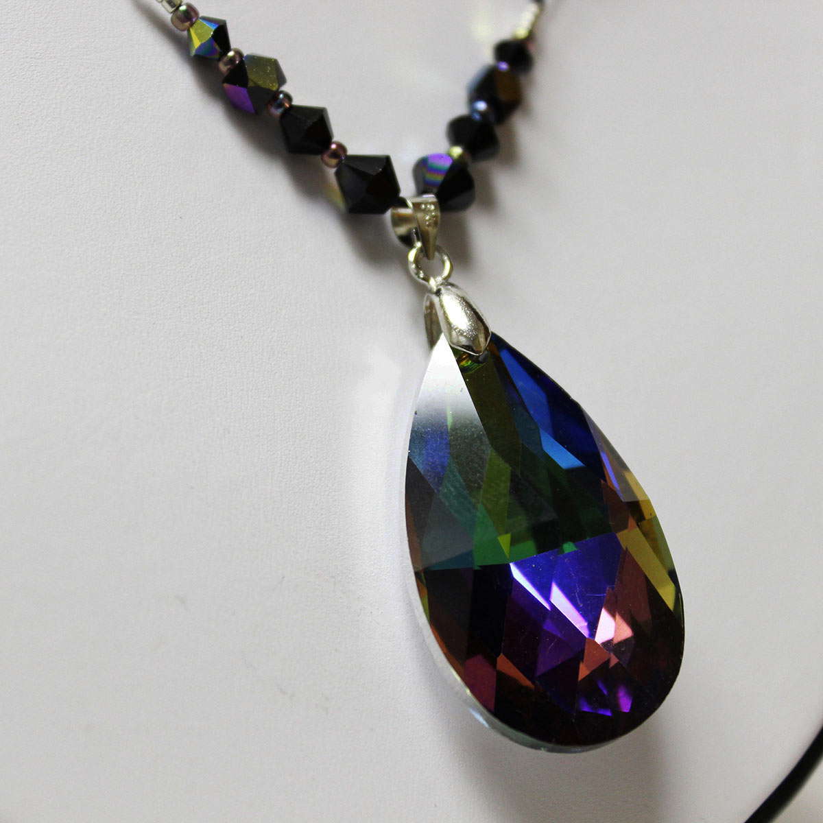 Handmade Necklace, iridescent beads, statement necklace